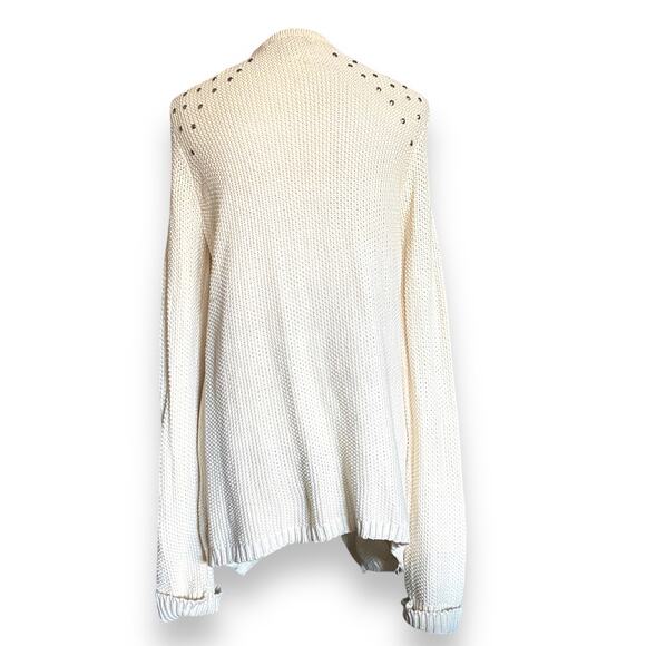 Love by Design Stud Embellished Longline Cardigan Sweater Fits Sz M Cream Y2k - Picture 6 of 11